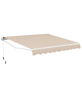 Skonyon 12 x 10 Feet Patio Retractable Awning Aluminum Sunshade Shelter-Beige