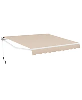 Skonyon 12 x 10 Feet Patio Retractable Awning Aluminum Sunshade Shelter-Beige
