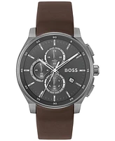 Hugo Boss Men's Peak 2.0 Quartz Chrono Brown Leather Watch 45mm