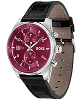 Hugo Boss Men's Sky Traveler Quartz Fashion Chrono Croc Leather Watch 44mm