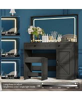 Streamdale Furniture Vanity Table with Mirror, Led Light, and 3 Drawers