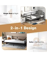 Gymax Twin Metal Daybed Frame Dual-use Platform Sofa Bed for Living Room Bedroom