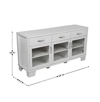 Merrick Lane Samson Three-Drawer Engineered Wood Buffet Sideboard Cabinet With Three Tempered Glass Doors For Dining Room/Kitchen