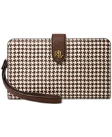 Lauren Ralph Lauren Print Crosshatch Leather Tech Wristlet