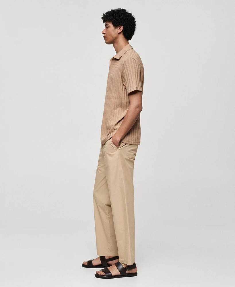 Mango Men's Ribbed Cotton Polo Shirt
