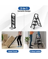 Skonyon 2 in 1 Hand Truck and Ladder Combo with Rubber Wheels and Handle