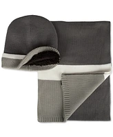 Kenneth Cole Reaction Men's Brushed Stripe Beanie & Scarf Set