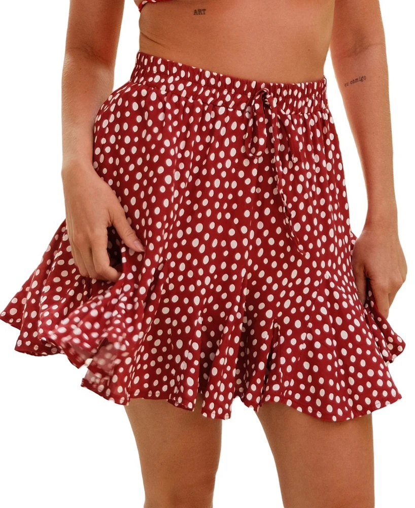 Cupshe Women's Polka Dot Drawstring Mini Skirt