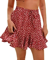 Cupshe Women's Polka Dot Drawstring Mini Skirt