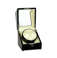 Diamond2Deal Steinhausen High Gloss Onyx Finish Lined Locking Dual Watch Winder