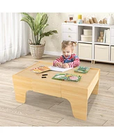 Givimo 84-Piece Wooden Train Set with Reversible and Detachable Tabletop