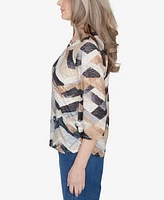 Alfred Dunner Petite Classics Abstract Chevron Top