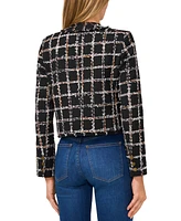 CeCe Women's Tweed Fringe-Trim Open-Front Jacket