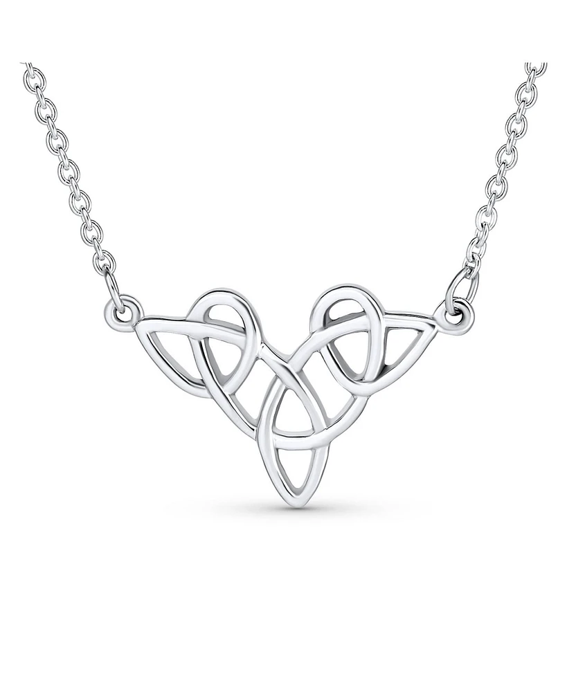 Bling Jewelry Good Luck Friendship Heart Trinity Irish Love Knot Triquetra Infinity Statement Celtic Necklace Collar Pendant For Women Sterling Silver