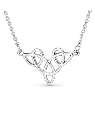 Bling Jewelry Good Luck Friendship Heart Trinity Irish Love Knot Triquetra Infinity Statement Celtic Necklace Collar Pendant For Women Sterling Silver