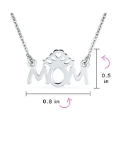 Bling Jewelry Heart Inspirational Message Block Letters Words Royal Queen Mom Crown Necklace Pendant For Women Mother Sterling Silver Name Style