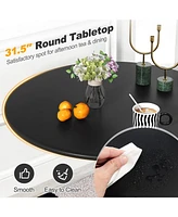 Skonyon 31.5 Inch Round Dining Table with Anti-Slip Pp Ring-Black
