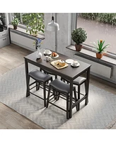 Sugift 5-Piece Dining Set with 4 Upholstered Stools