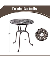 Skonyon 24 Inch Round Cast Aluminum Table Patio Dining Bistro Table with 2 Inch Umbrella Hole-Copper