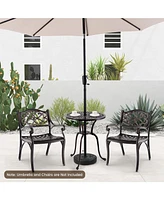 Skonyon 24 Inch Round Cast Aluminum Table Patio Dining Bistro Table with 2 Inch Umbrella Hole-Copper