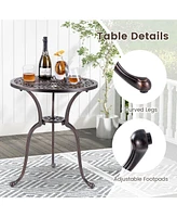 Skonyon 24 Inch Round Cast Aluminum Table Patio Dining Bistro Table with 2 Inch Umbrella Hole-Copper