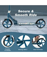 Skonyon Folding Aluminum Alloy Scooter with 3 Adjustable Heights-Blue