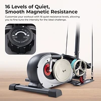 Sunny Health & Fitness Smart Compact Elliptical Cross Trainer with Handlebar and Exercise Bands, Magnetic Resistance, Bluetooth & SunnyFit App Connect
