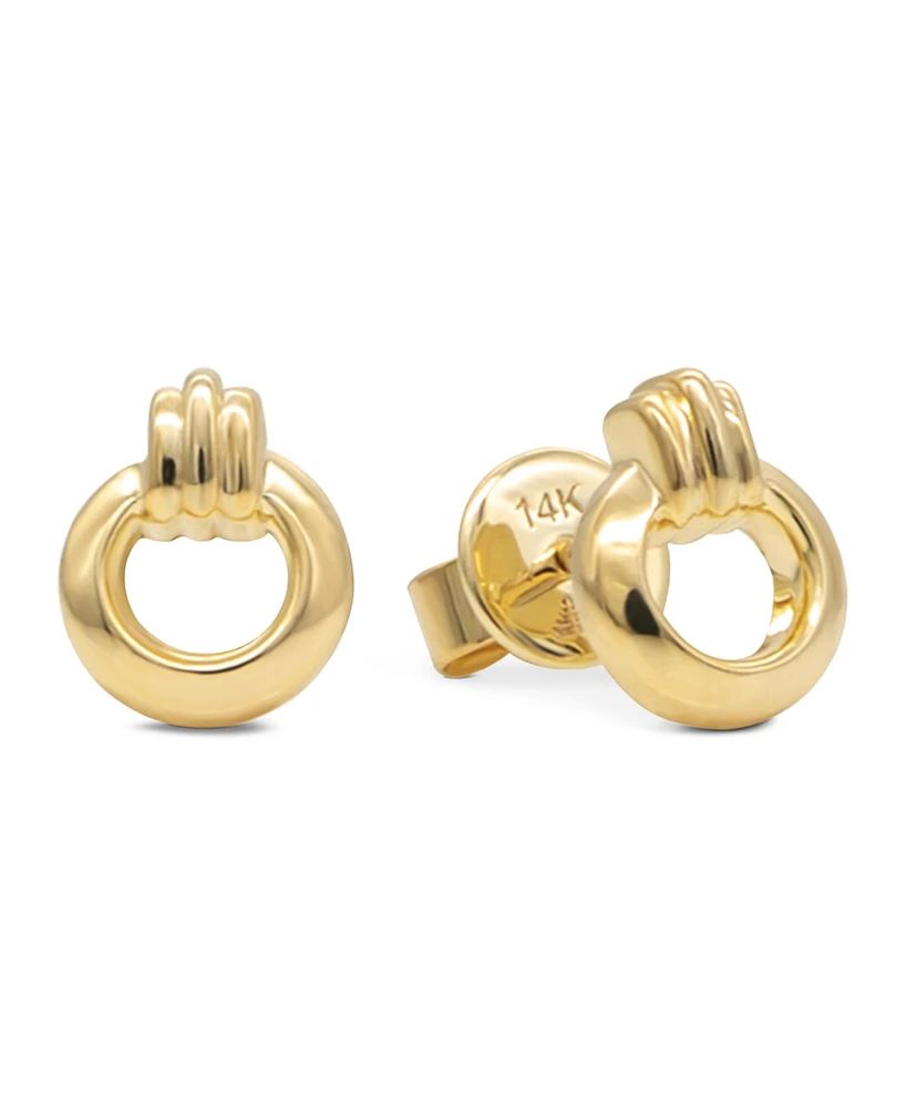 Devata Dainty Circle Stud Earrings in 14K Gold, approx. 2.3grams