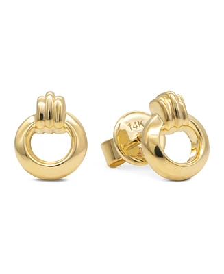 Devata Dainty Circle Stud Earrings in 14K Gold, approx. 2.3grams