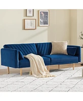 Streamdale Furniture 78" Velvet Convertible Futon Sofa Bed with Adjustable Armrests