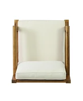 Streamdale Furniture Outdoor Acacia Club Chairs with Beige Cushions