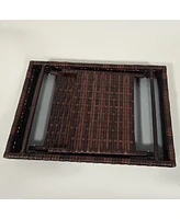 Hand Woven Rattan Side Table for Outdoor Use