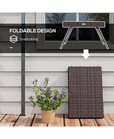 Hand Woven Rattan Side Table for Outdoor Use