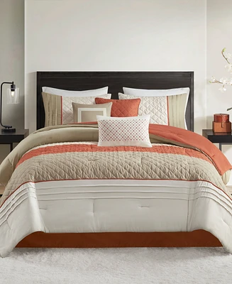 Madison Park Jenson 7-Pc. Color Block Stripe Comforter Set