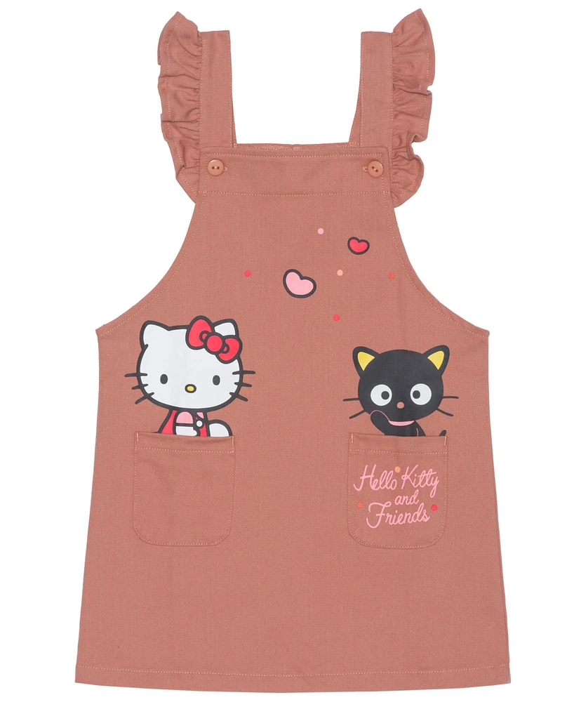 Hello Kitty Toddler and Little Girls Long Sleeve Top Skirtall Dress, 2-Piece Set