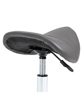 Cozy Roll-Saddle Stool: Height-Adj. Pu Leather Spa Swivel Chair