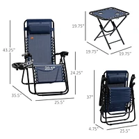 Zero Gravity Reclining Chair Set with Side Table