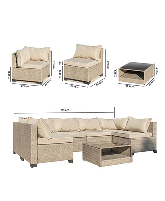 Simplie Fun 5-Piece Patio Furniture Set: All-Weather Outdoor Sectional Sofa