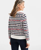 Style & Co Women's Crewneck Fair Isle Sweater, Created for Macy's