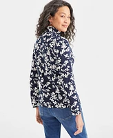 Style & Co Petite Floral Dance Mock-Neck Top, Created for Macy's