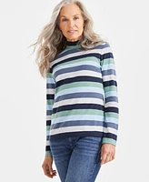 Style & Co Petite Block Striped Mock-Neck Top, Created for Macy's