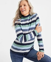 Style & Co Petite Block Striped Mock-Neck Top, Created for Macy's