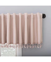 Sun Zero Evelina Faux Silk Beaded Thermal Blackout Valance, 50" x 17"