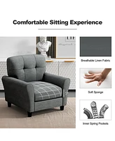 Sugift Modern Upholstered Accent Chair with Rubber Wood Legs