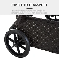 Adjustable Rattan Chaise Lounge with Cushion and Wheels