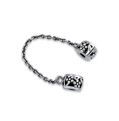 Bling Jewelry Double Safety Chain Spacer Stopper Daisy Flower Charm Bead For Women Sterling Silver Fits European Bracelet