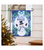 Evergreen Garden Flag Winter Snowman Suede Double Sided Indoor Outdoor Decor 18" x 12.5"