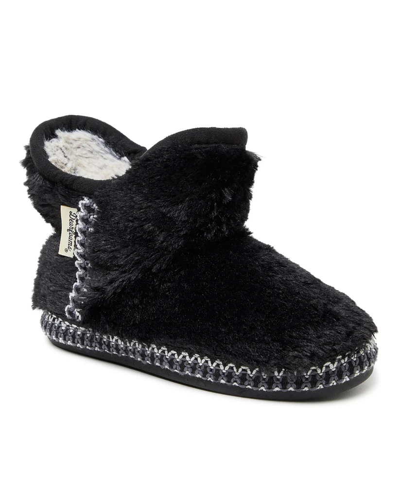 Dearfoams Girls Charlotte Fuzzy Bootie Slipper