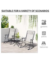 3-Piece Outdoor Rocking Chair Set with Glass Table