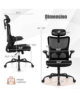 Mesh Office Chair with Adaptive Lumbar Support Flip-up Padded Armrests Headrest